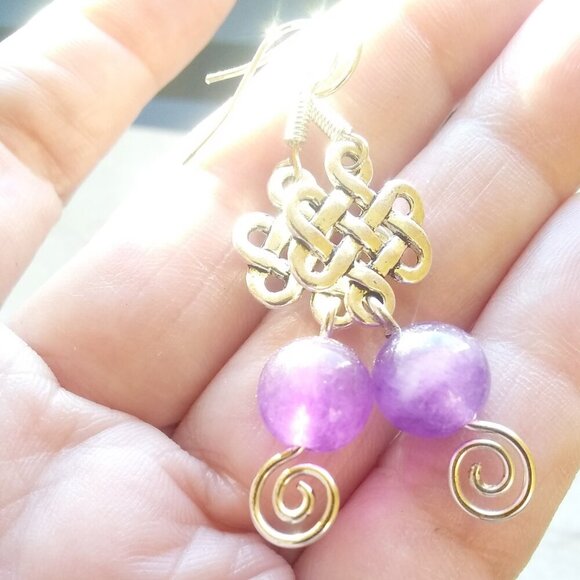 Purple Amethyst! Wire Wrapped ~ Celtic Knot Design ~ Trendy ~ City Chic Vibes - Picture 3 of 8